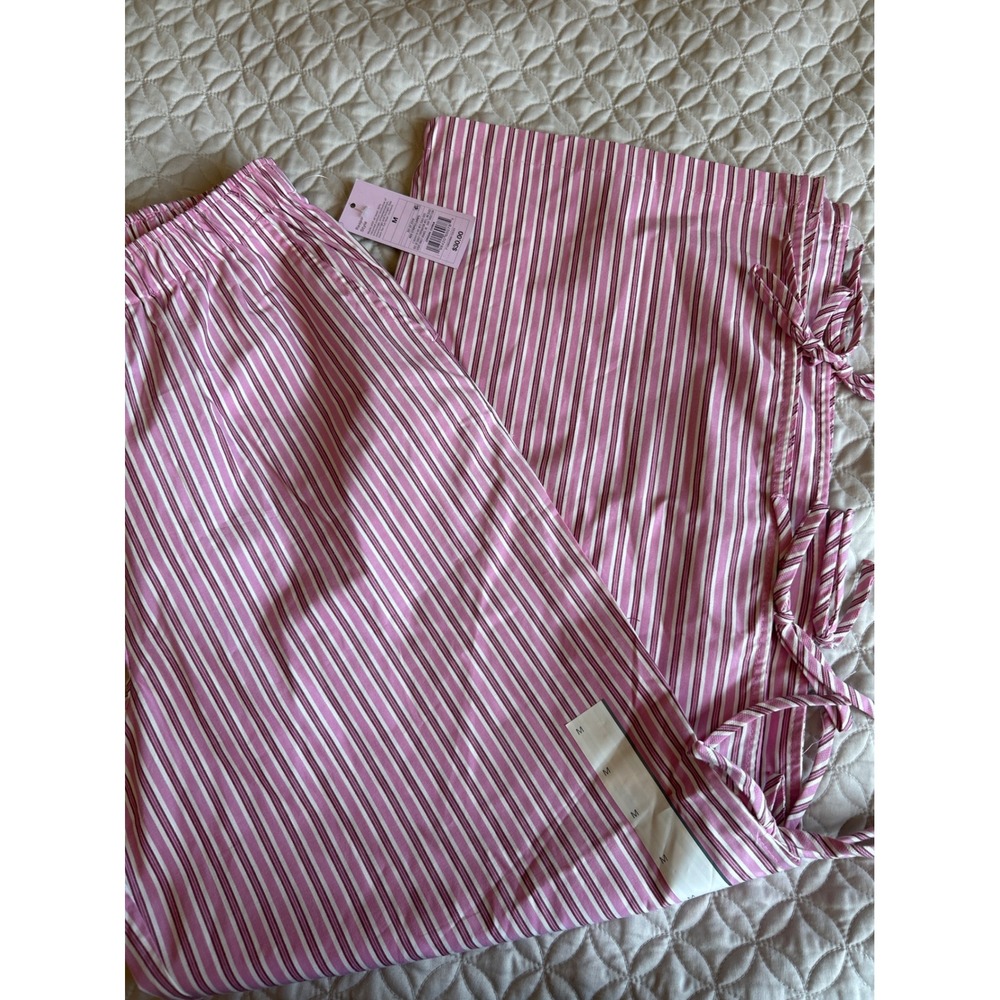Wild Fable Pink Striped Wide Leg Tie Side Pants Pink Stripe Medium NWT - Picture 3 of 6